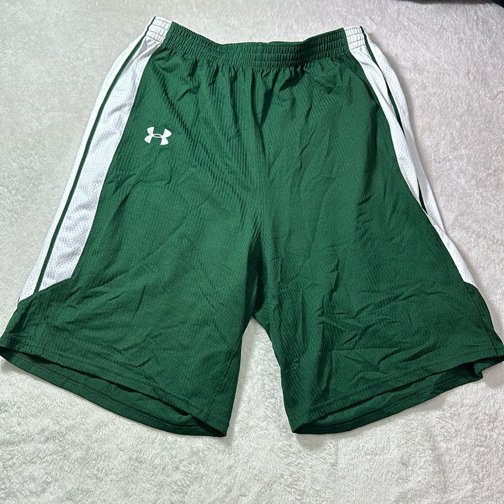 Under Armour Men’s Athletic Shorts Green and White Size Medium